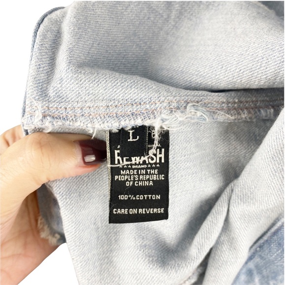 Rewash Vintage Distressed Destroyed Denim Jacket Vest Size Large - Picture 7 of 8